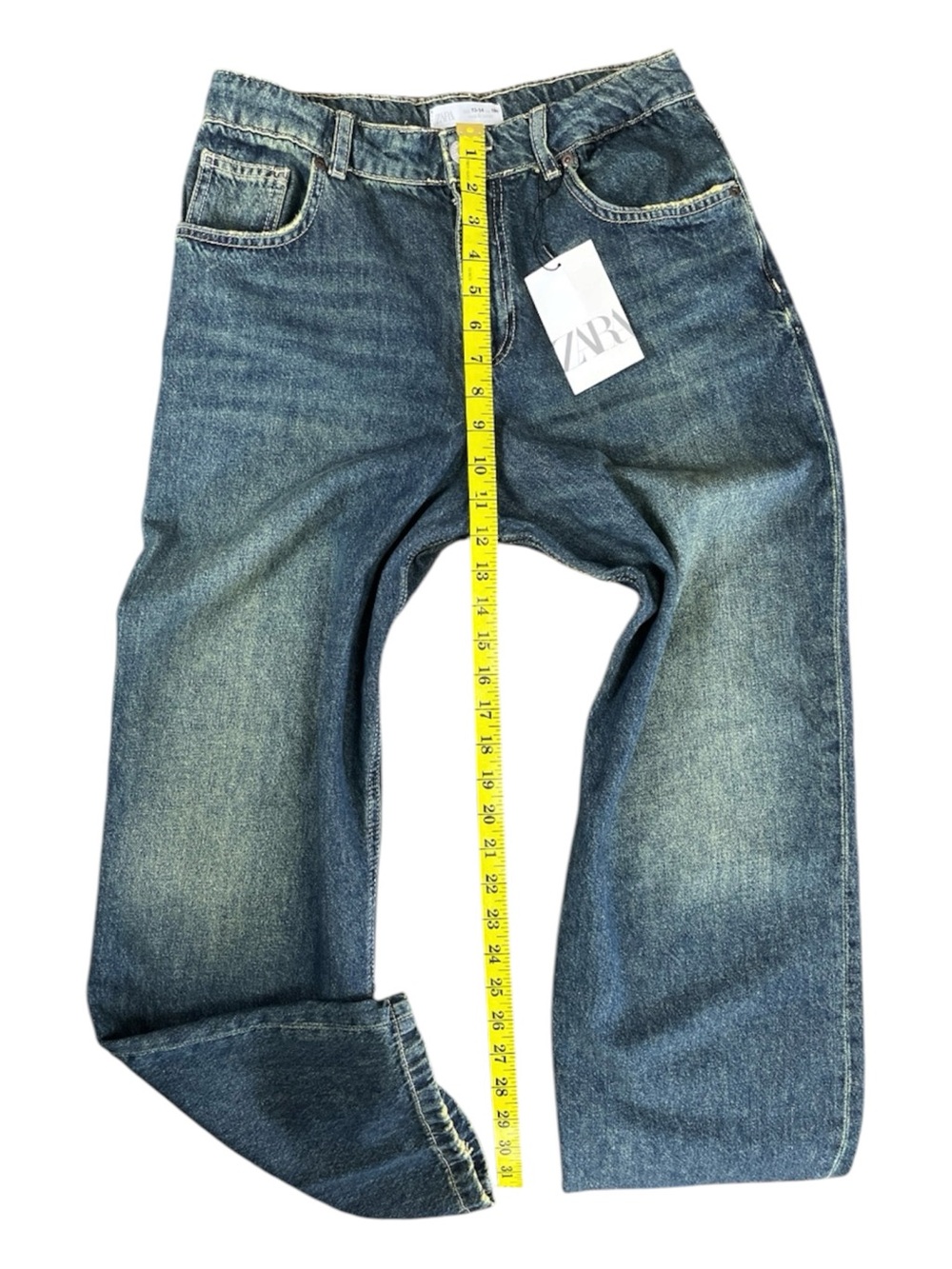 Zara Kids Teens Tinted Blue High Waisted Straight Leg Jeans Size 13/14 164cm NWT - Picture 6 of 7